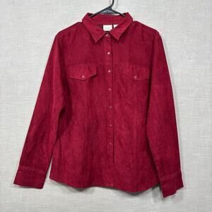 Fiorini International Women's‎ Faux Suede Shirt Large Retro Chic Bold Statement